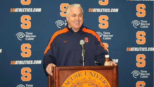Head coach Gary Gait addresses the media.