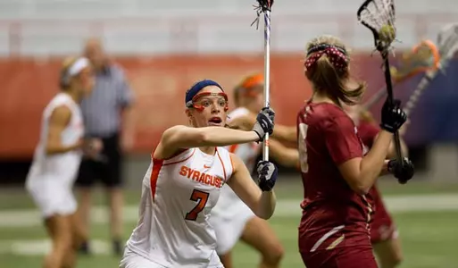 Janelle Stegeland defends a Boston College attacker.