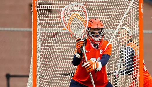 Kelsey Richardson defends the goal against Harvard.