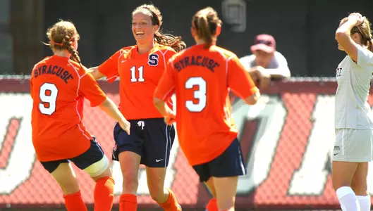 Orange celebrates win at Colgate.