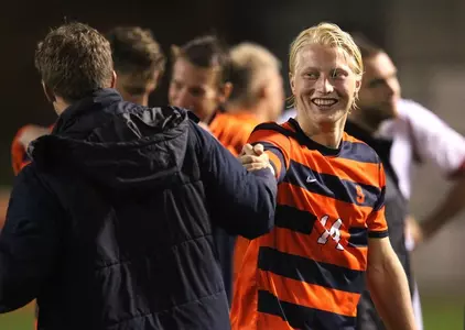 Emil Ekblom is all smiles following the match.
