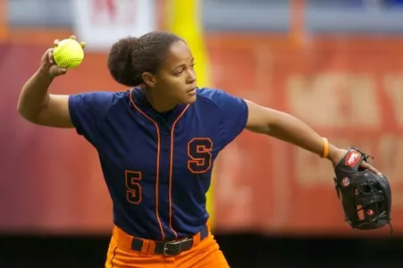 Veronica Grant makes an out in centerfield.