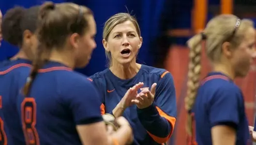 Coach Leigh Ross gets the Orange going during introductions.