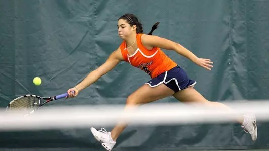 Jimena Wu chases down this ball in singles.