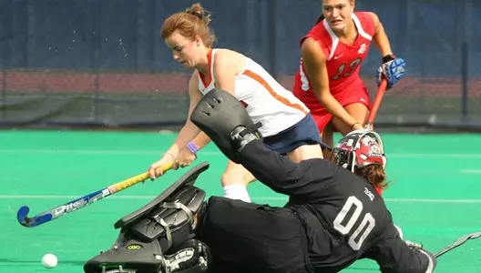 Emma Russell pressures at the Buckeyes' goal.
