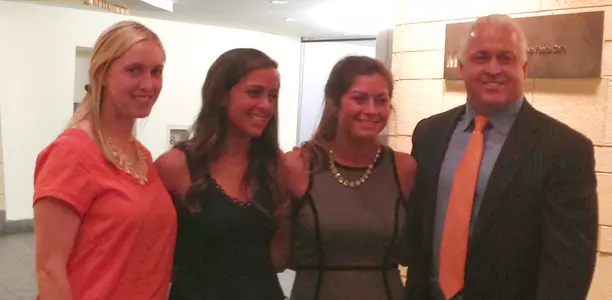Katie Rowan, Alyssa Murray, Kayla Treanor and Gary Gait attend the Tewaaraton Award ceremony.