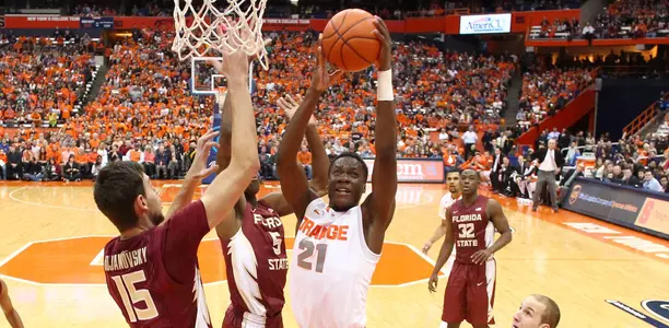 Tyler Roberson goes to the hoop.