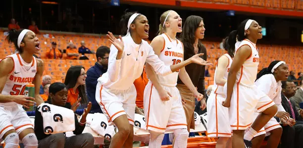 The 'Cuse bench reacts to a foul against the Orange.
