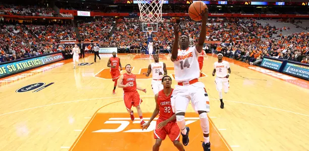 Kaleb Joseph goes to the hoop against Cornell.