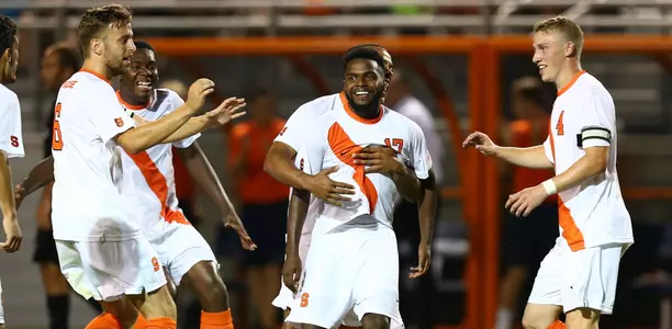 Chris Nanco is mobbed after his score.