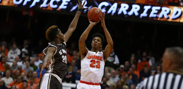 Malachi Richardson puts up his shot against St. Bonaventure.