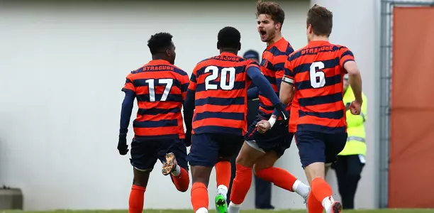 Louis Cross celebrates his goal against Dartmouth in NCAA Tournament second round.