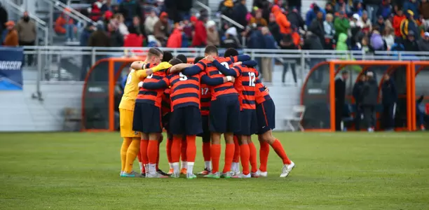 The Orange prepare for the second half against Dartmouth.