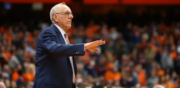 Coach Boeheim directs his team against Louisville.