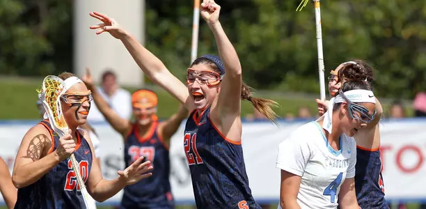 Kayla Treanor celebrates her game-winning goal in the ACC Tournament final.