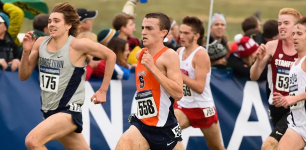 Colin Bennie passes Georgetown's Darren Fahy at the finish.