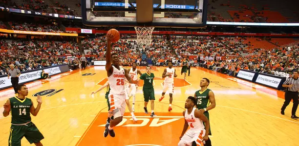 Tyus Battle goes to the basket against Le Moyne.