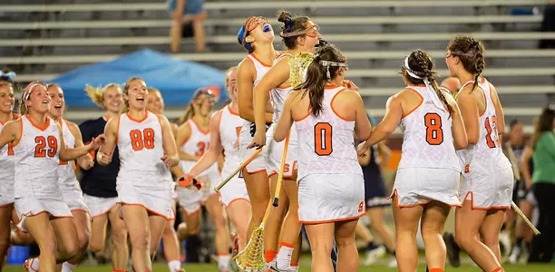 The Orange celebrate their win in the ACC Tournament semifinals.