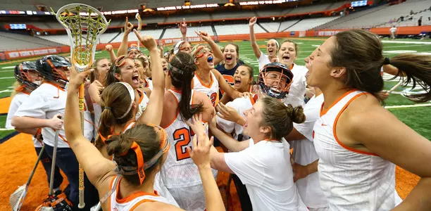 The Orange celebrate their win against USC in the NCAA Tournament quarterfinals.