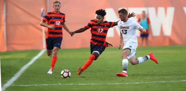 Chris Nanco scores Syracuse's first goal of the season in its 3-0 win against UMass.