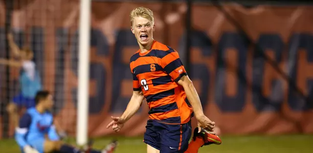 Jonathan Hagman celebrates his game-winning goal against St. John's.