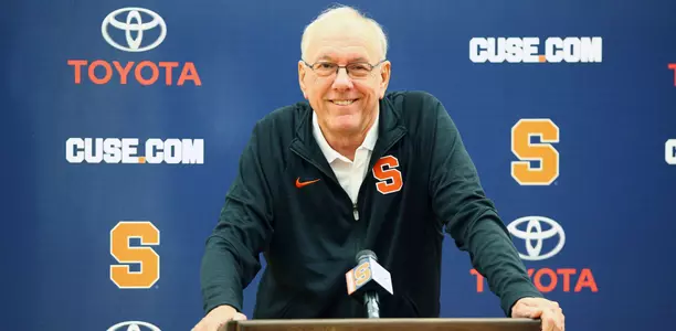 Head coach Jim Boeheim addresses the press on the Orange's annual media day.