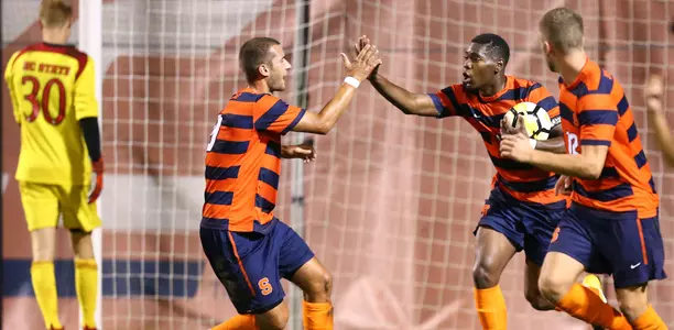Kamal Miller and Johannes Pieles celebrate a goal by the Orange.