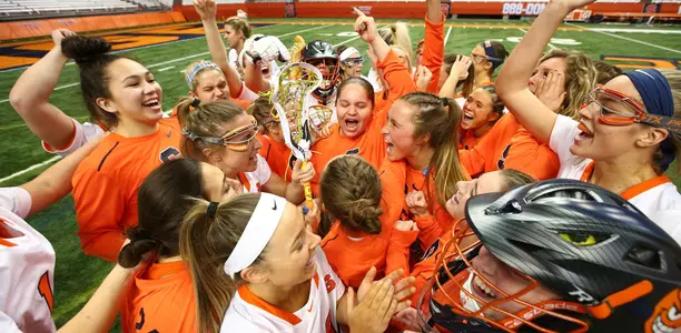 The Orange celebrate their come-from-behind win against Virginia.