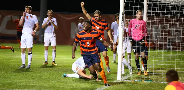 Kamal Miller celebrates his goal against Oregon State.