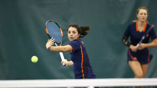 Ramirez in doubles action vs. Notre Dame