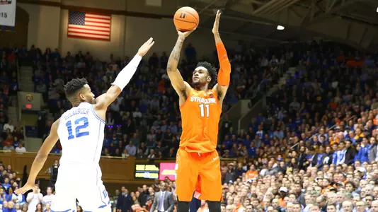 Oshae Brissett takes the shot at #1 Duke.