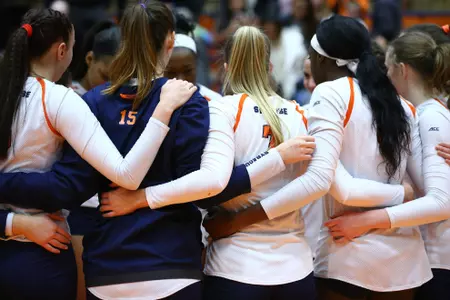 Volleyball team huddle