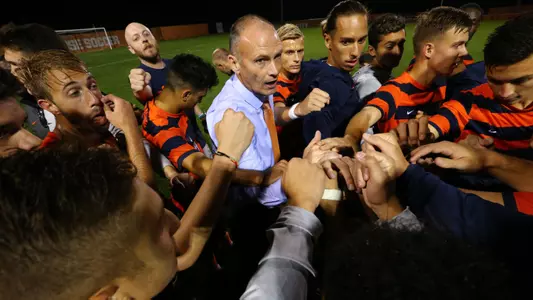 The Orange celebrate their win against Binghamton.