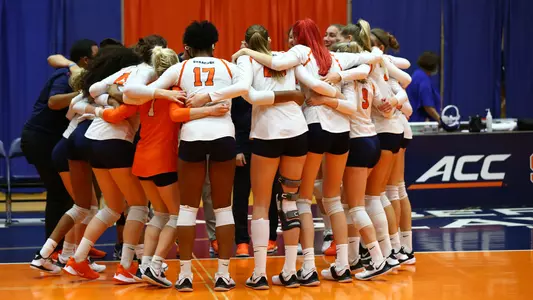 Volleyball team huddle