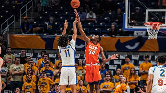 Bourama Sidibe blocks a shot against Pittsburgh.