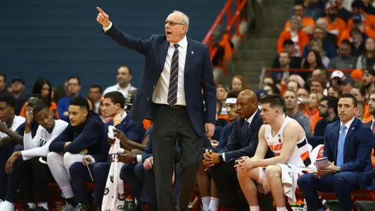 Head coach Jim Boeheim directs his squad against Duke.