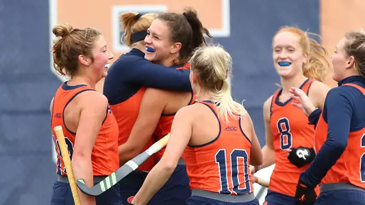 Quirine Comans celebrates her first goal.