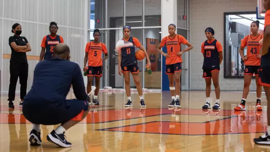 Team huddle at practice