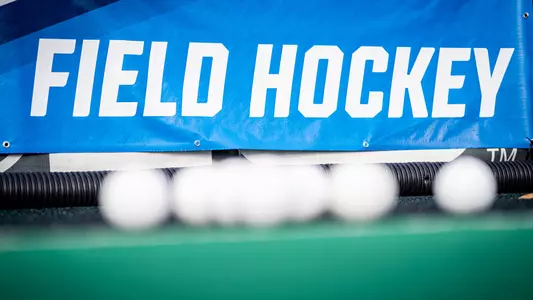 NCAA Field Hockey Sign with balls in front at Maryland's facility