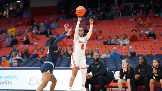 Dyaisha Fair knocks down a three vs. Coppin State