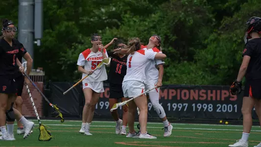 The Orange celebrate a goal versus Princeton.