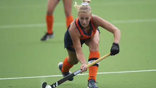 Charlotte de Vries Drives the ball against Vermont