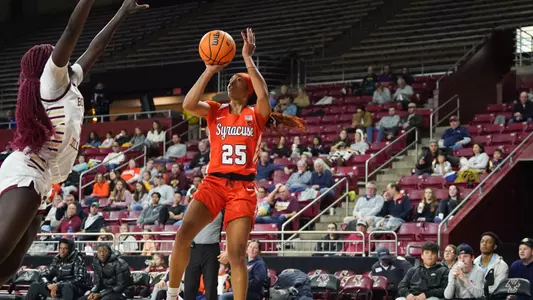 Alaina Rice makes a shot vs. Boston College