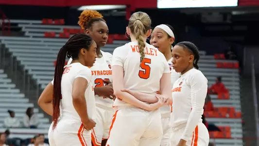 Syracuse team huddle vs. Louisville