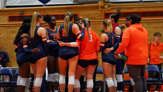 2023 Volleyball Team Huddle During Timeout at Home