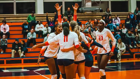 2023 Volleyball Team Celebrating After Point Scored