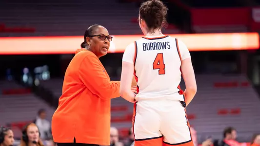 Head Coach Felisha Legette-Jack and Sophie Burrows