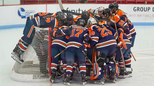 Team huddle pre-game at BU