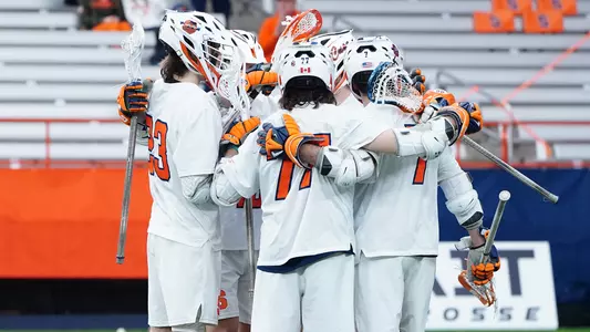 Men's Lacrosse Offense Celebration Huddle
