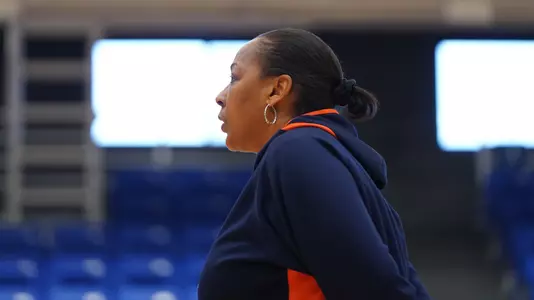 Felisha Legette-Jack watches practice as the Orange prepare for the WNIT Second Round.